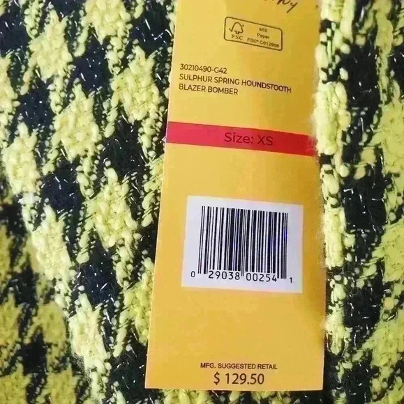 CIrcus NY  yellow plaid bomber blazer - Picture 5 of 9